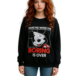 Disney Mickey Sweatshirt Youth XL 15-17 Black "Wake Me When the Boring is Over"